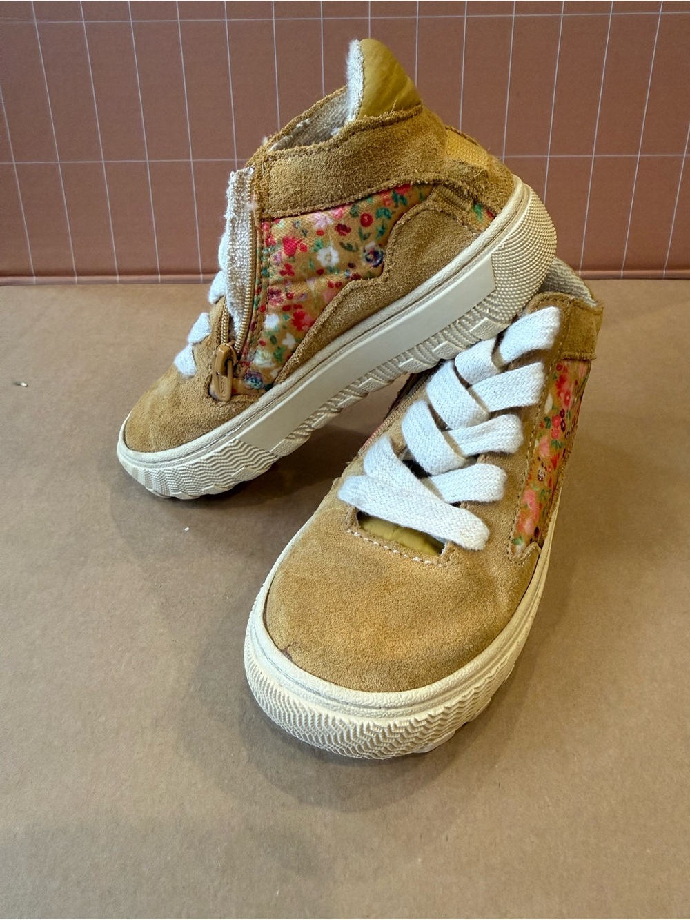 Kids ZARA yellow Suede Sneakers with Floral Accent